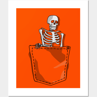 Skeleton in my Pocket - Halloween Orange Pocket Design Posters and Art